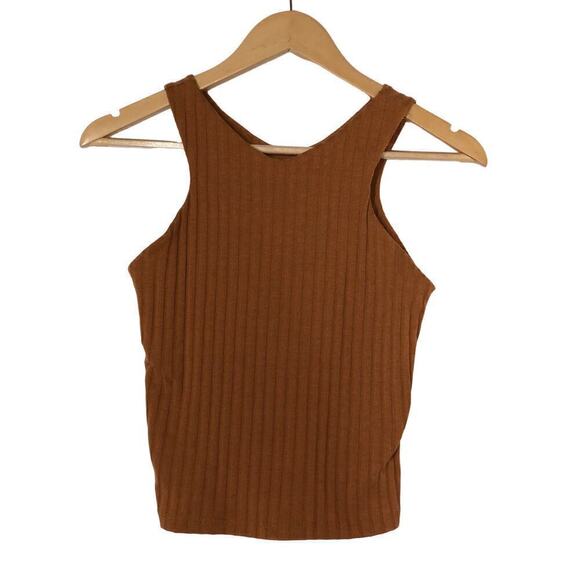 Treasure & Bond Rib Cutaway Tank Top Sleeveless V-Neck Tan Adobe Brown NWT XXS - Picture 6 of 11